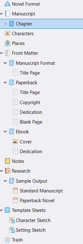 Die Übersicht der Funktionen in Scrivener.