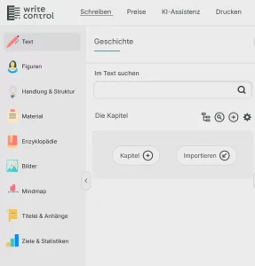 Das Menü von WriteControl.